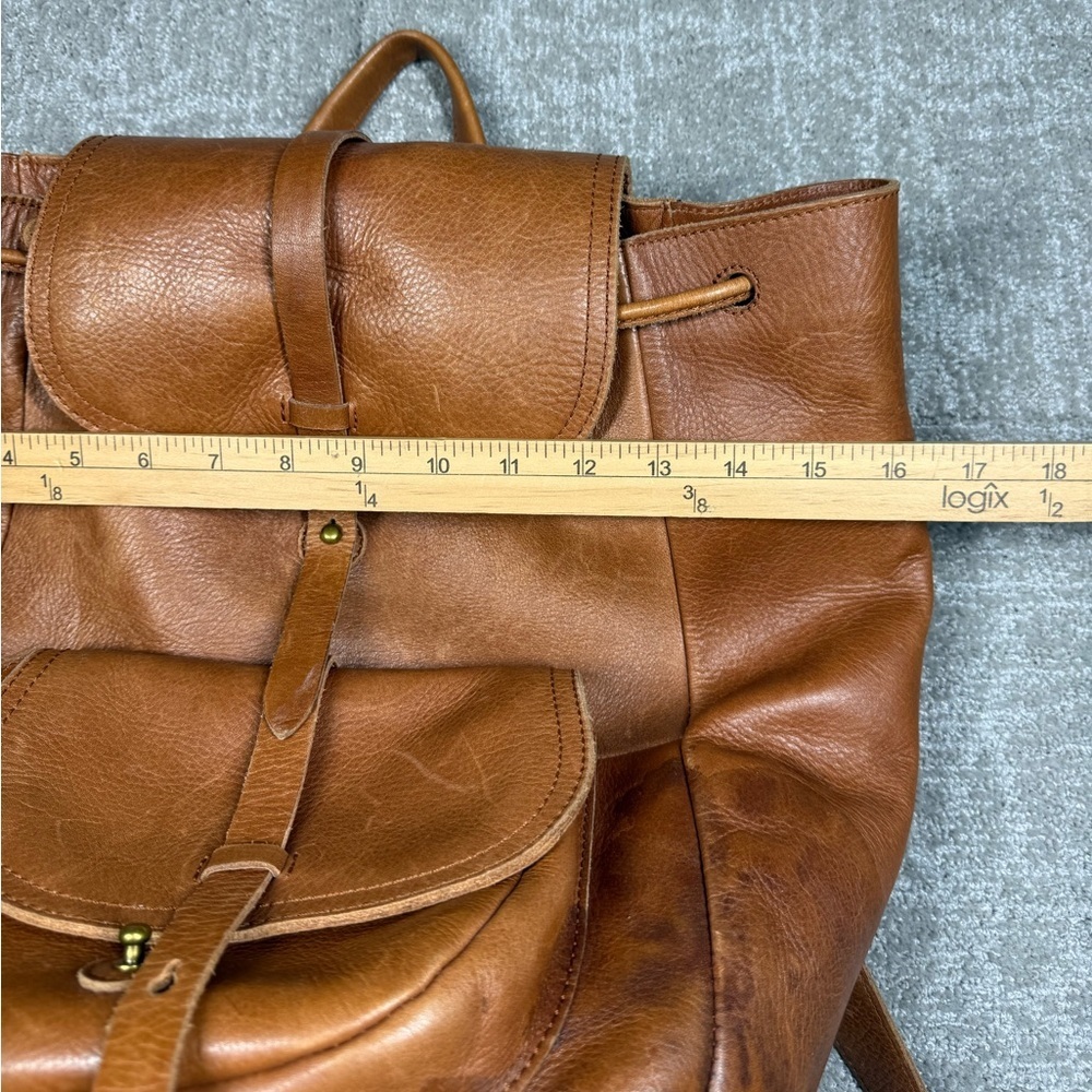 Madewell The Transporter Run Sack Brown Leather Backpack Bag Read Below - Picture 5 of 11